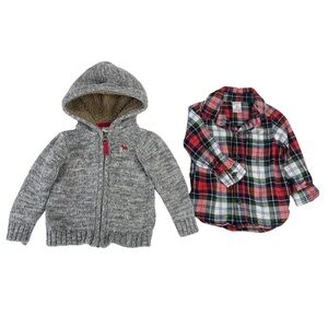 Babies bundle hoodies and plaid shirt 9 months